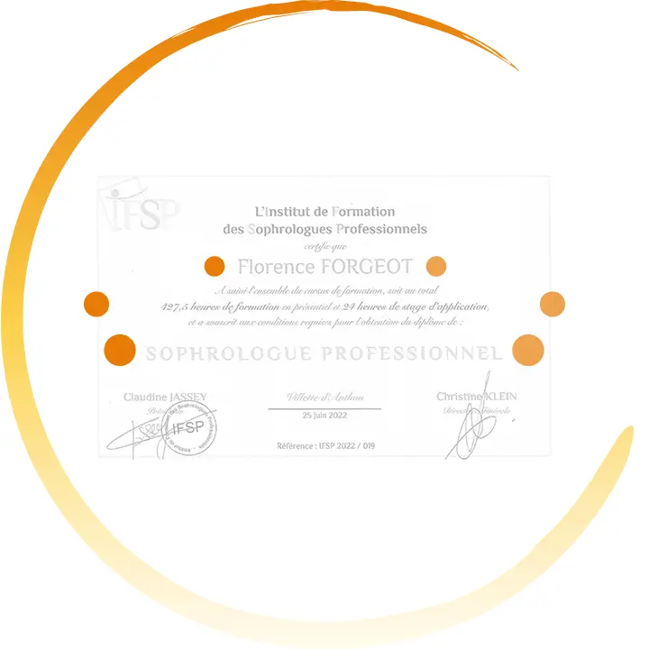 Certificat de sophrologue de Florence Forgeot