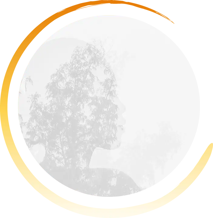 Harmonie intérieure par la superposition d'un visage d'une femme et d'un arbre